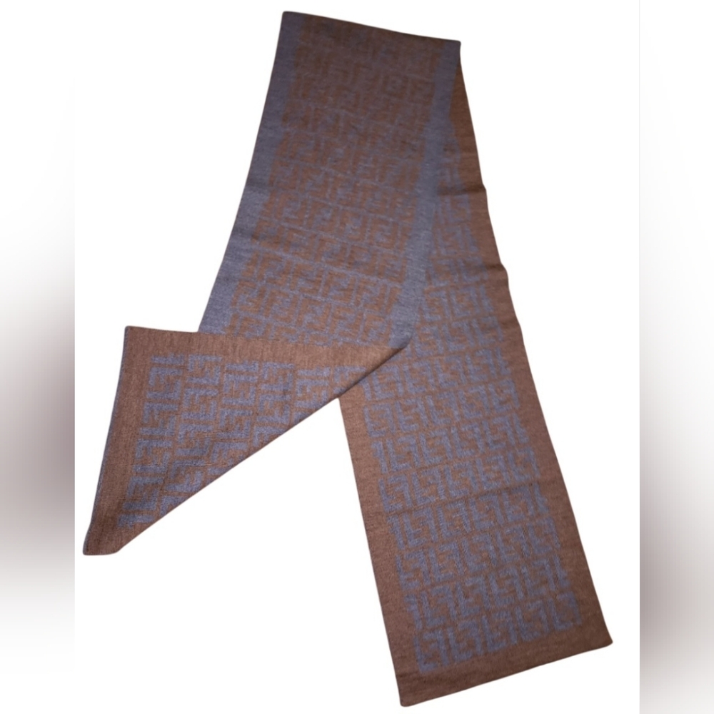 Fendi Zucca Two-Tone Wool Scarf